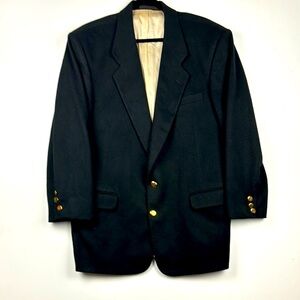 FIORAVANTI STUDIO NY CASHMERE 100% Classic Black Blazer with Gold Buttons EUC